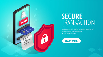 Wall Mural - Secure transaction banner isometric