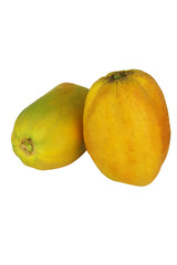 Two tropical ripe papaya fruit