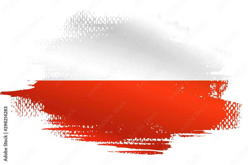 Malowana flaga Polski na białym tle - obrazy, fototapety, plakaty 