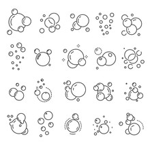 Foam Or Bubbles Isolated Icons, Fizzy Drink And Effervescent Effect