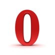 © Anja - 0 number red 3d zero sign rendering isolated on white