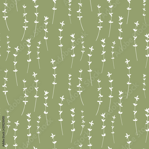 Seamless pattern with thyme. Culinary and medicinal herbs. Perfect for textil...