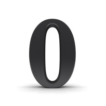 0 Number Zero Black Sign 3d Rendering Font Isolated On White Background
