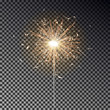 Sparkler candle vector isolated. Bengal fire light effect. Birthday firecracker sparkle effect. Vector illustration