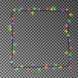 Christmas lights square vector, light frame isolated. Xmas light border effect. Vector illustration