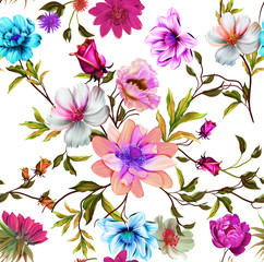 Sticker - Flowers are full of romance,the leaves and flowers art design