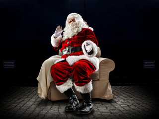 Wall Mural - Red old Santa Claus and free space for your decoration 