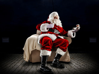 Wall Mural - Red old Santa Claus and free space for your decoration 