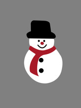  Snowman Cartoon  With Black Hat  On Gray Background At Christmas