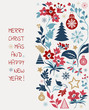Merry Christmas greeting card. Hand drawn illustration. Winter theme greeting card.