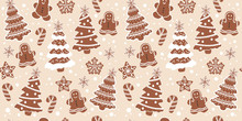 Christmas Cookies In Seamless Pattern For Decoration