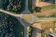 Roundabout, aerial view. Road infrastructure.