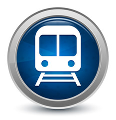 Sticker - Train icon starburst shiny blue round button illustration design concept