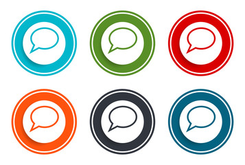 Poster - Chat bubble icon flat vector illustration design round buttons collection 6 concept colorful frame simple circle set