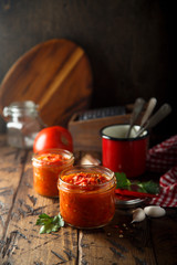 Wall Mural - Homemade tomato sauce in the jars