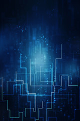 2d illustration Abstract futuristic electronic circuit technology background