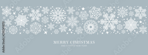Fotografía blue christmas card with white snowflakes vector illustration EPS10