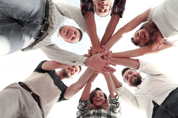 Wall Mural - business team with hands clasped together