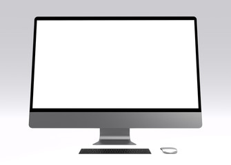 Wall Mural - computer blank screen isolated on white background with mouse and keyboard