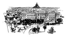 The Congressional Library Vintage Illustration