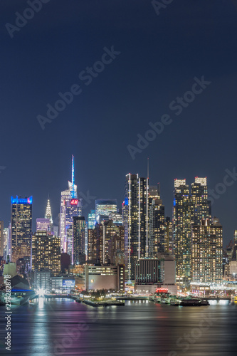 Plakat New York  zachod-slonca-i-nocny-widok-manhattanu-panoramy-nowego-jorku-usa