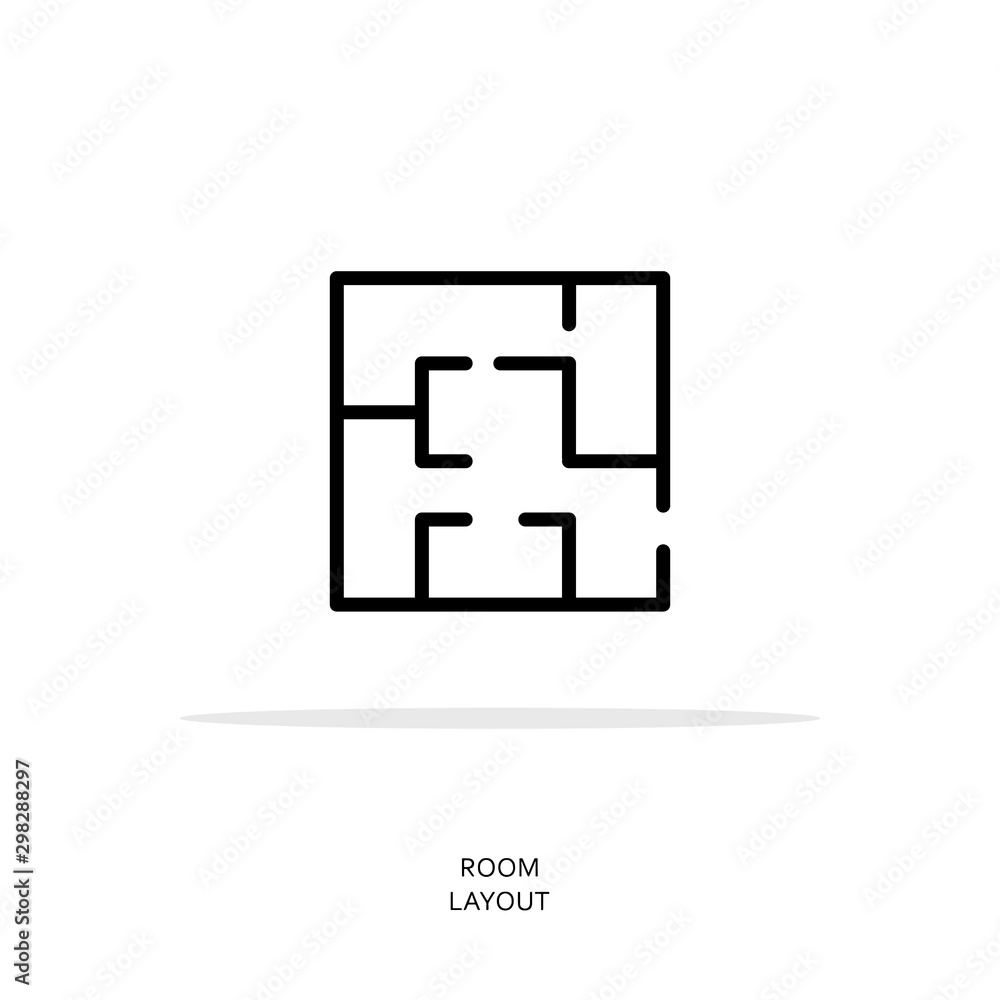 Layout Floorassemblu Icon Transparent Room layout. Label of the layout of the room. The architectural scheme ...