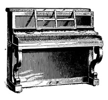 Upright Piano, Vintage Illustration.