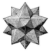 Small Stellated Dodecahedron Vintage Illustration.