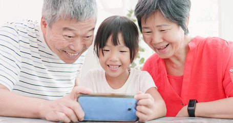 Wall Mural - asian grandparents and kid