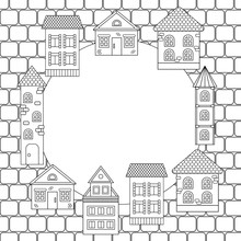Frame With Houses, Coloring Page