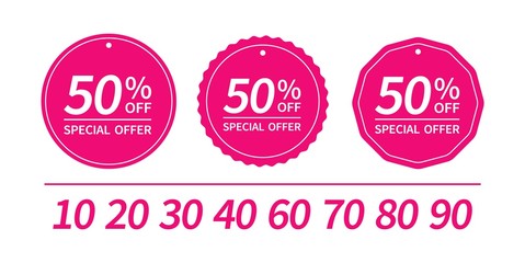 Wall Mural - set of price sale tags round shape with text. special offer. discount stickers design. ready sale la