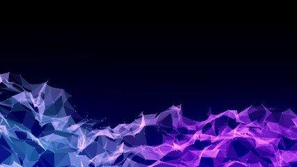 Wall Mural - Wave surface gateway of space tunnel portal with flickering light for future with grid wireframe wall dot line and circle swirl with door for digital space galaxy science technology abstract concept