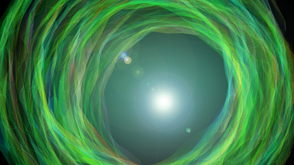 Wall Mural - Gateway of space tunnel portal for future with flickering light grid wireframe wall dot line and circle swirl wave surface with door for digital space galaxy science technology abstract concept
