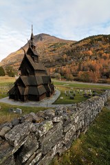 Poster - beautiful Borgund stave church from the viking era