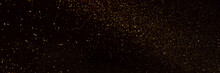 Background Of Abstract Glitter Lights. Gold And Black. De Focused. Banner