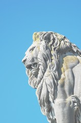 Bavarian Lion ( Bayerischer Löwe ) at entrance of the harbor in Lindau, Germany