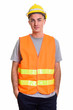 © Ranta Images - Studio shot of young handsome man construction worker standing