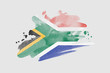 National flag of South Africa. Stylized South African flag with watercolor halftone effect on plain background