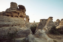 Hoodoo Sandstone Formations In Rural Alberta
