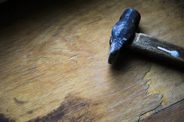 Old tools on a wooden board