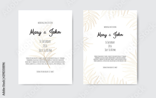 Vector invitation with gold floral elements. Luxury ornament template. greeti...