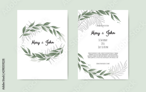 Vector floral design card. Greeting, postcard wedding invite template. Elegan...