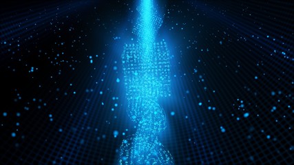 Blockchain Technology Concept in Futuristic Binary Secure Network - Abstract Background Texture