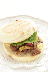 Wall Mural -  English muffin and Yakiniku beef sandwich