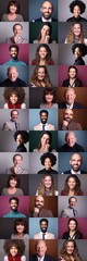 Wall Mural - Group of 9 beautiful people in front of a background