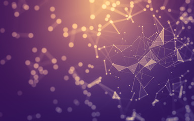 Abstract background. Molecules technology with polygonal shapes, connecting dots and lines. Connection structure. Big data visualization.