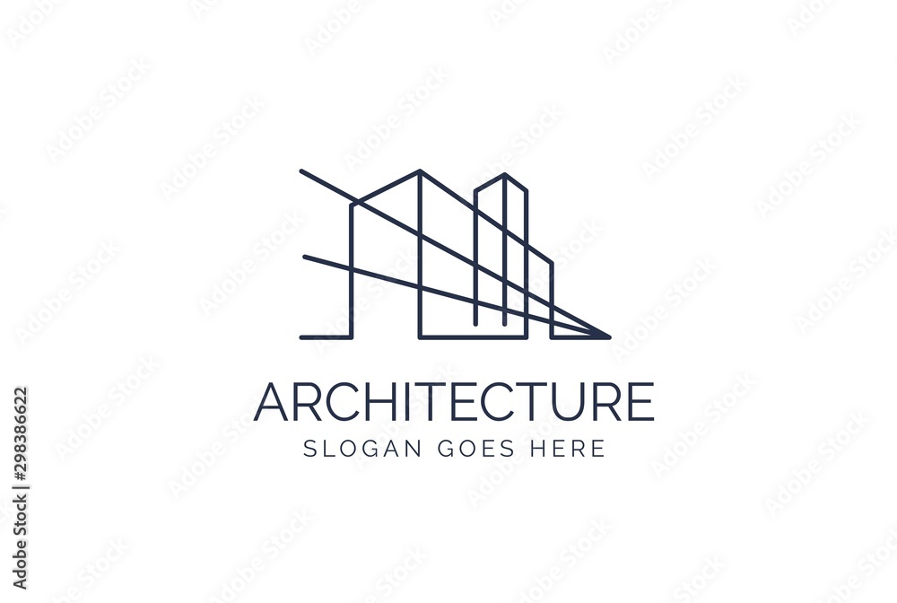 Simple modern building architecture logo design with line art ...