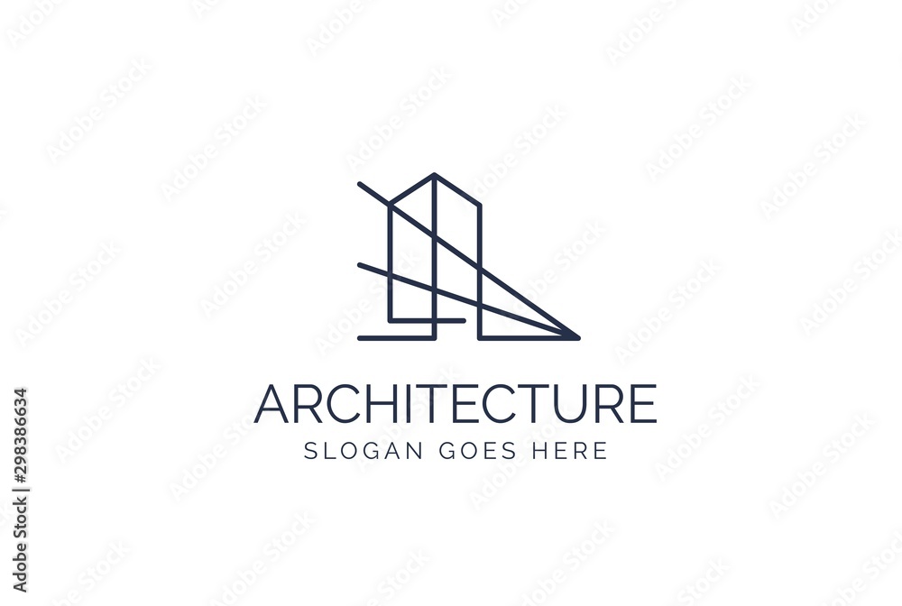 Simple modern building architecture logo design with line art ...