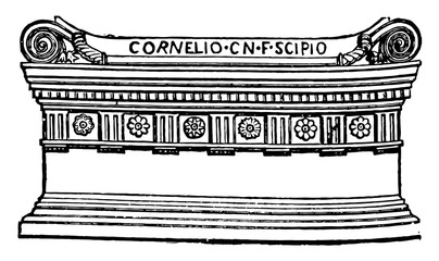 Wall Mural - Roman Sarcophagus Tomb, A coffin or tomb of stone, vintage engraving.