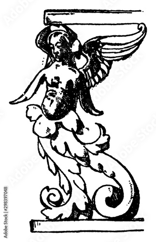 Cuadros en Lienzo Grotesque Stall is found in San Agostino, vintage engraving.